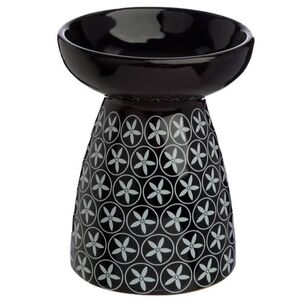 Black and White Geometric Floral Fragrance Oil Warmer